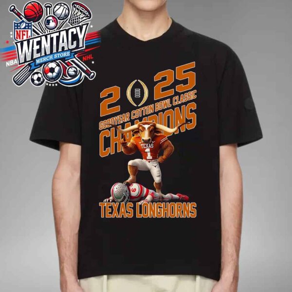 Texas Longhorns Defeat Ohio State Buckeyes Mascot Goodyear Cotton Bowl Classic Champions NCAA Bowl Games Season 2024-2025 Unisex T-Shit