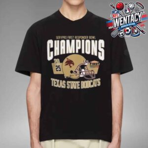 Texas State Bobcats CFP Servpro First Responder Bowl 2025 Champions On Jan 3 Gerald J Ford Stadium Dallas TX Unisex T-Shirt